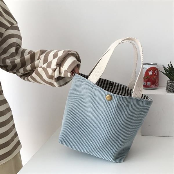  Túi nhung gân sọc mini 
