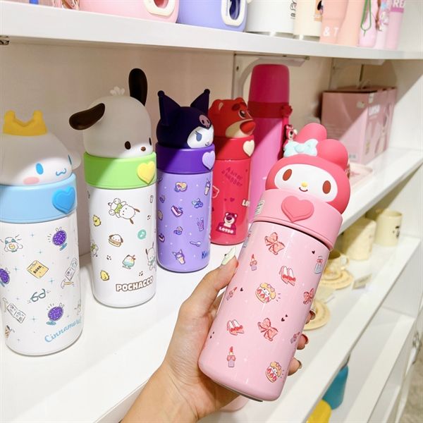  Bình giữ nhiệt Sanrio đầu silicon 350ml 