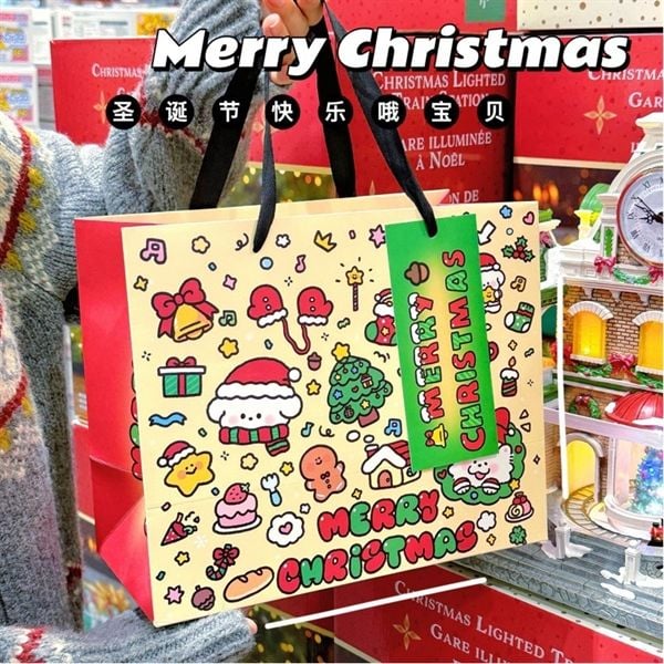  Túi quà Giáng Sinh 2 cún kèm tag 