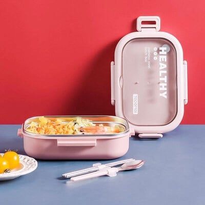  Hộp cơm 1 tầng thìa đũa inox 850ml 