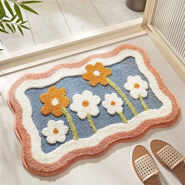  Thảm lông hoa tulip viền lượn sóng 