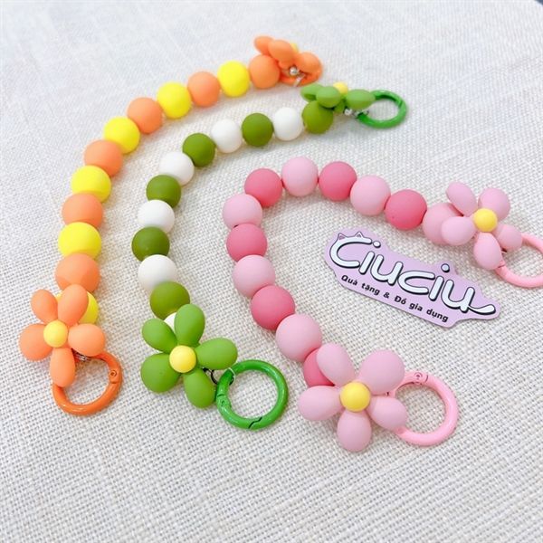  Dây charm móc khoá/điện thoại hoa 2 móc 