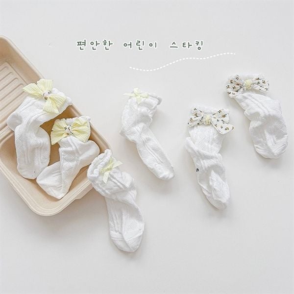  Tất gân quả trám nơ hoa Kid 3 đôi 