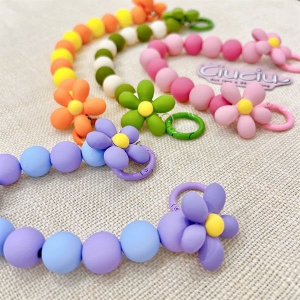  Dây charm móc khoá/điện thoại hoa 2 móc 