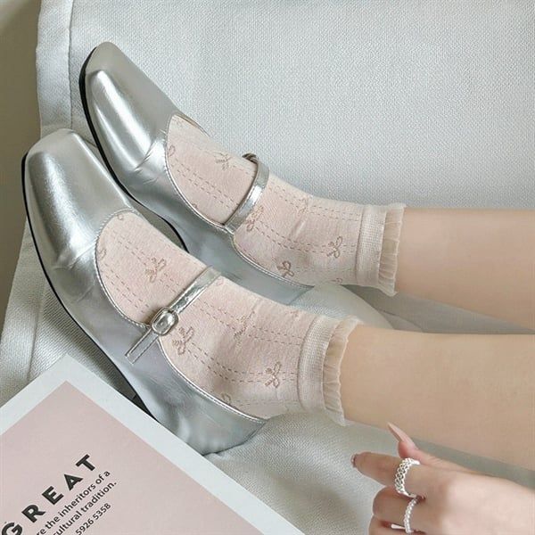  Tất RooLi Life gân nơ cổ nhún voan 