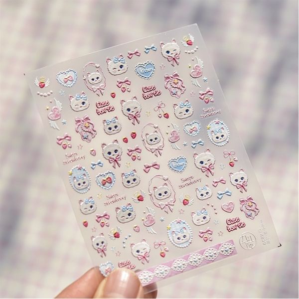  Sticker dán móng Tomoni mèo nơ 