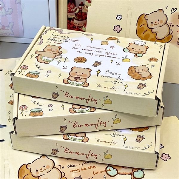  Hộp quà gập gấu bánh vàng 20x13x3cm 