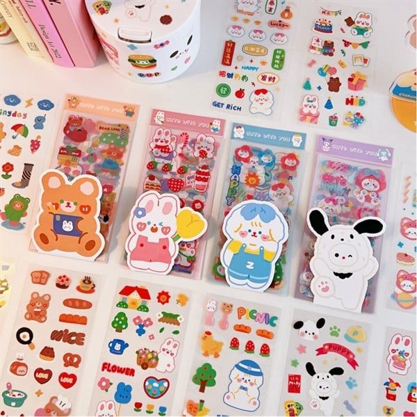 Set Sticker 10 tờ cún trắng 