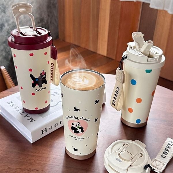  Cốc giữ nhiệt Coffee 500ml - Mèo táo sọc 