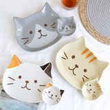  Đĩa sứ khay chấm Fuku Nyanko 28cm 