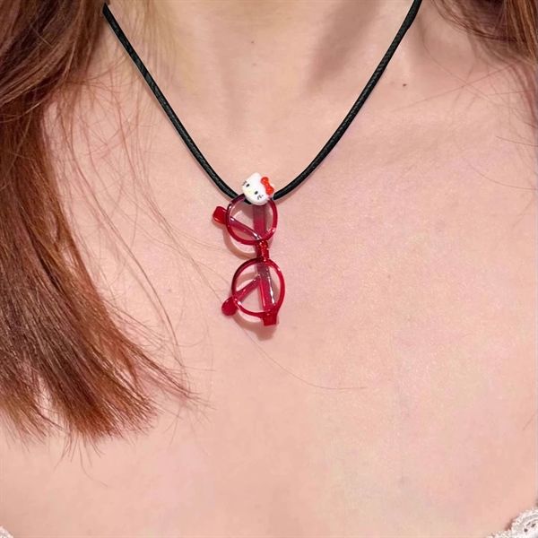  Vòng cổ dây vải kính Hello Kitty 