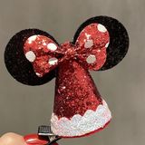  Kẹp tóc mũ Giáng Sinh mini kim tuyến 