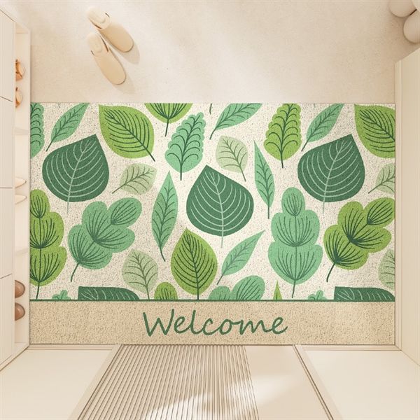  Thảm nhựa xoắn cửa ra vào lá xanh 45x75cm 