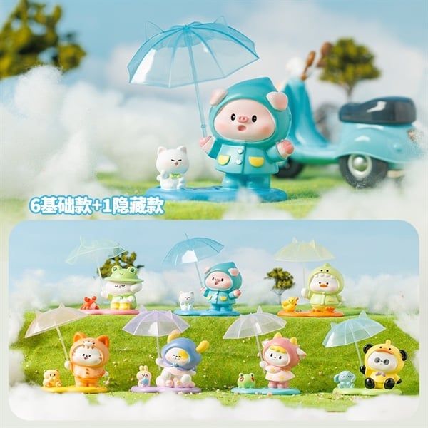  Hộp mù thú áo mưa cầm ô 