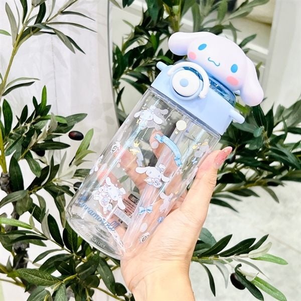  Bình nước Sanrio trong đầu chibi 650ml 
