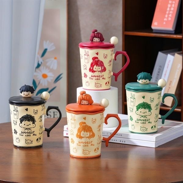  Cốc sứ Suggest nắp chibi 480ml 