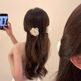  Kẹp càng cua tóc hoa hồng mix voan 