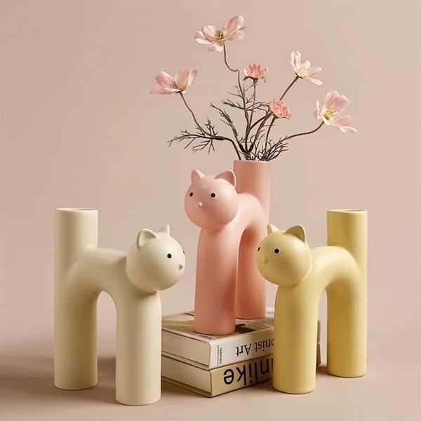  Lọ hoa decor mèo chữ H 