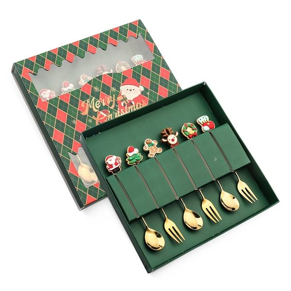  Set hộp quà 6 thìa dĩa Giáng Sinh mix 