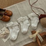  Tất Kid nhún ren gân trám 