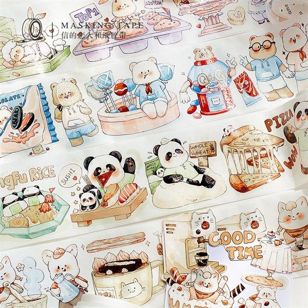  Washi tape thú đồ ăn 