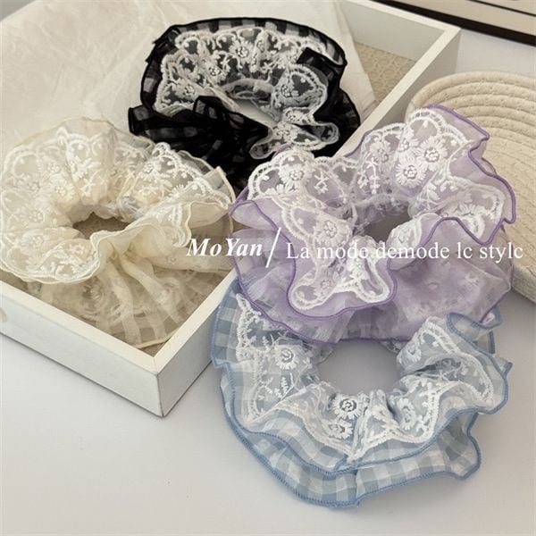  Scrunchies caro mix ren trắng 