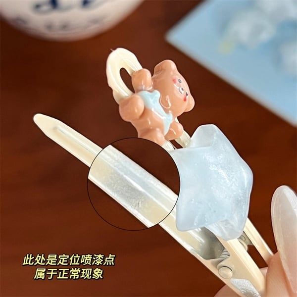  Set 2 kẹp tóc hình béo tone xanh 