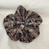  Dây buộc tóc scrunchies kẻ caro nơ nhí đen Moyan 
