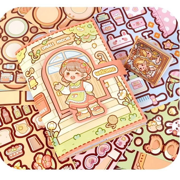  Box sổ + background ghép hình DIY Small Mochi + dụng cụ 