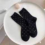  Tất Mekki cổ ren tone đen trắng 