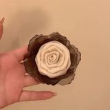  Kẹp càng cua tóc hoa hồng mix voan 