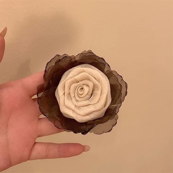  Kẹp càng cua tóc hoa hồng mix voan 