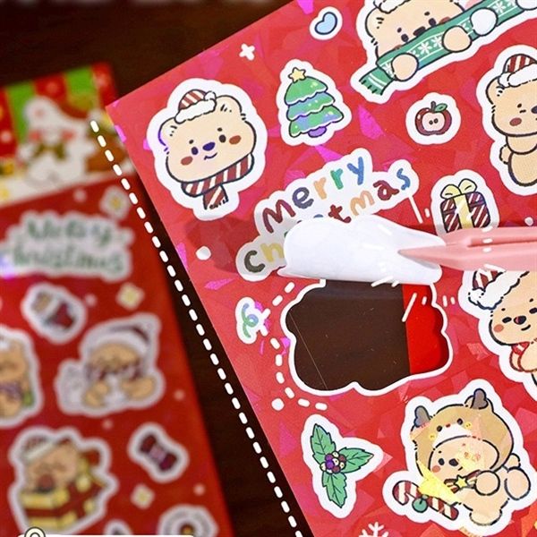  Sticker gấu thỏ Giáng Sinh 4 tờ 