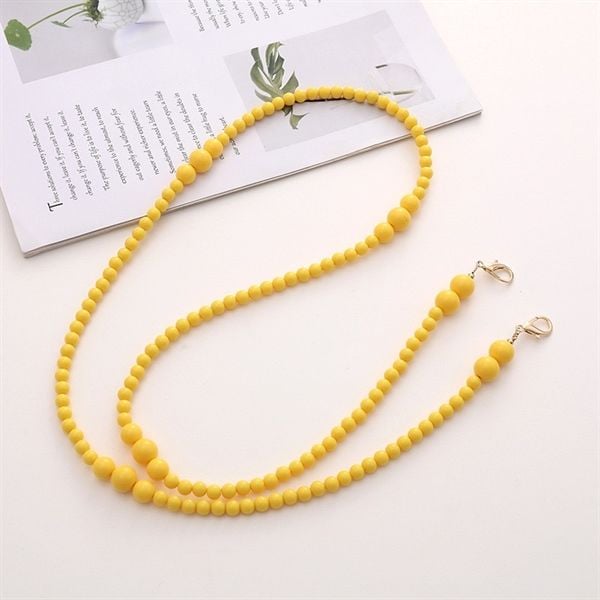  Dây dài đeo chéo thẻ/điện thoại màu trơn mix hạt to nhỏ 