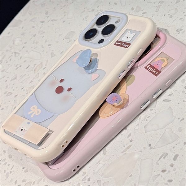  Ốp charm nổi + chân đỡ cún yếm xanh 