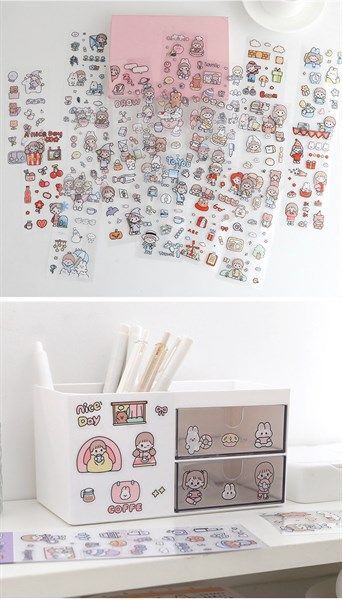  Sticker bé gái gấu & thỏ (nhỏ) 