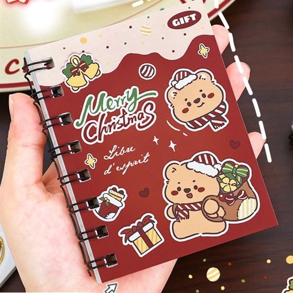  Sổ lò xo mini Giáng Sinh thỏ gấu 10x8cm 