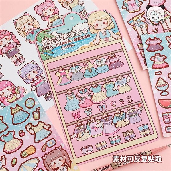  Sticker stylist bé đi biển Telado 