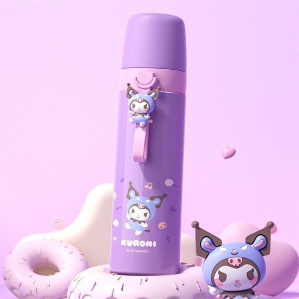  Bình giữ nhiệt quai silicon hình Sanrio 500ml 