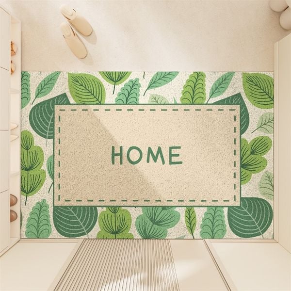  Thảm nhựa xoắn cửa ra vào lá xanh 45x75cm 