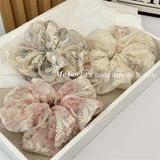  Scrunchies voan thêu hoa mix hoa chìm 