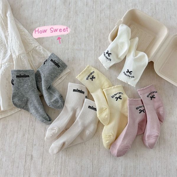  Tất Kid mặt lưới chữ nơ 
