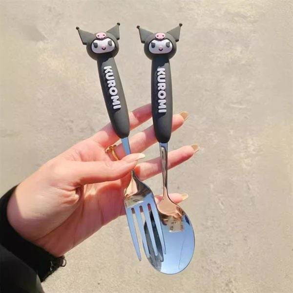  Thìa dĩa bọc silicon Kuromi 