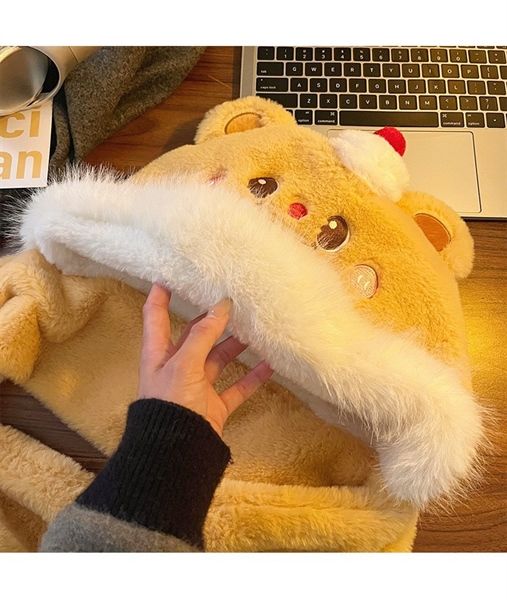  Mũ bông kiêm khăn quàng bịt tay Butter Bear 