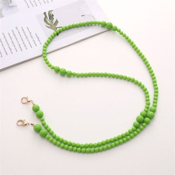  Dây dài đeo chéo thẻ/điện thoại màu trơn mix hạt to nhỏ 