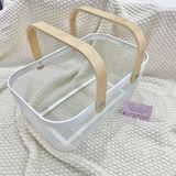 Giỏ sắt quai gỗ 40x25x18cm 