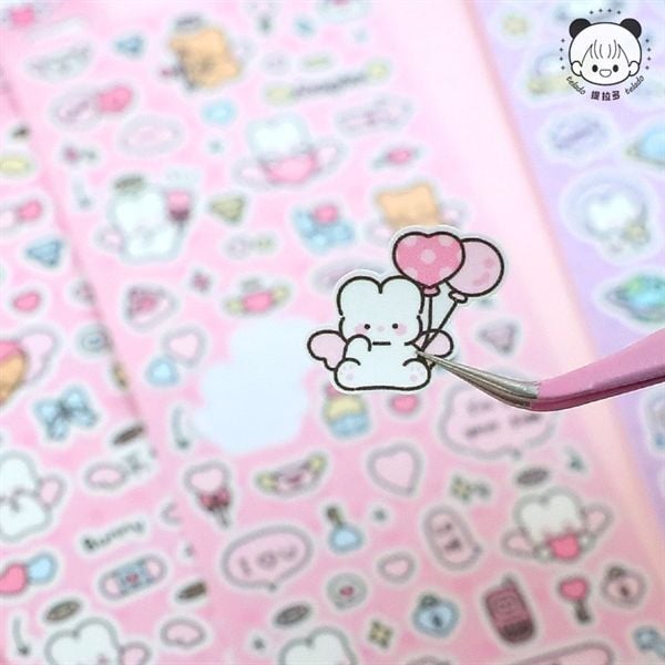  Sticker decor gấu thỏ mèo Telado 2 tờ 