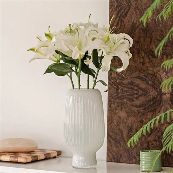  Lọ hoa thuỷ tinh bầu dục gân sọc 31cm 