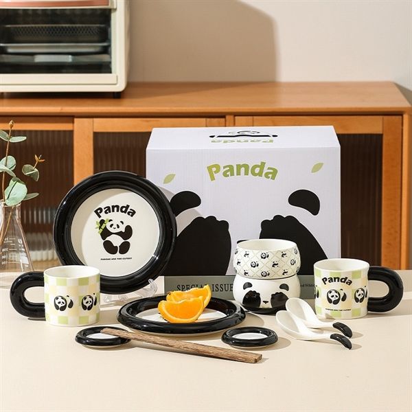  Set bát đĩa panda 2 người 12 chi tiết 