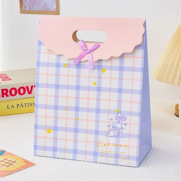  Túi quà gập miệng mèo caro 